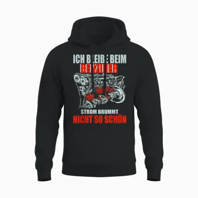Anti Electric Car E-Car Petrol Engine Burner Motor T-Shirt, Black Unisex Hoodie - Black