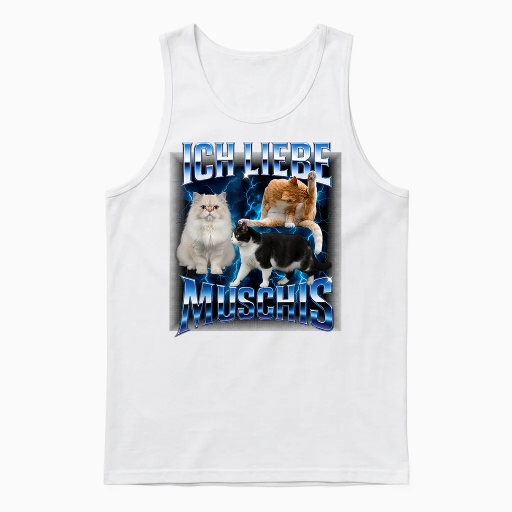 Katzen Meme Ich Liebe Muschis Lustiges Retro Unisex Tank Top in White