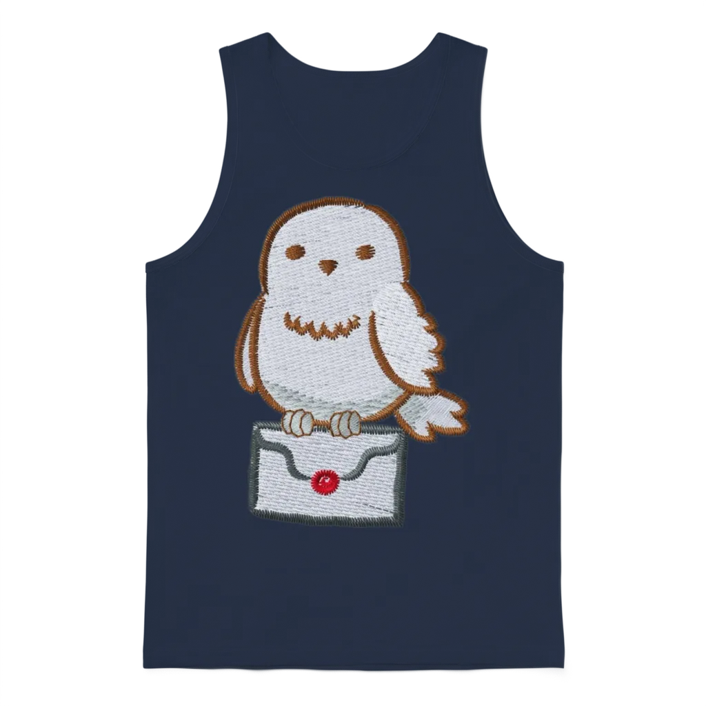 Harry Potter Hedwig with Letter Embroidery Design Unisex Tank Top - Navy