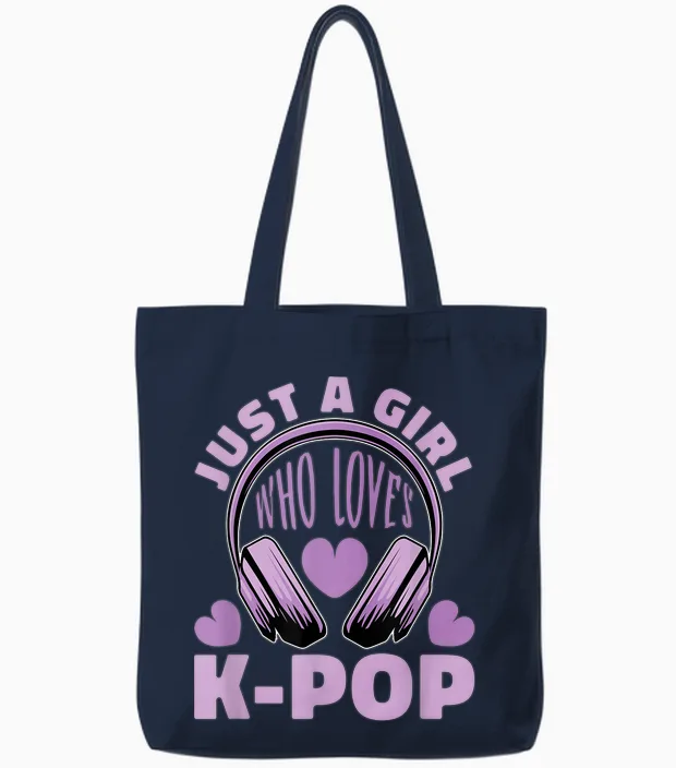 K-Pop - South Korean Pop Tote Bags in Navy