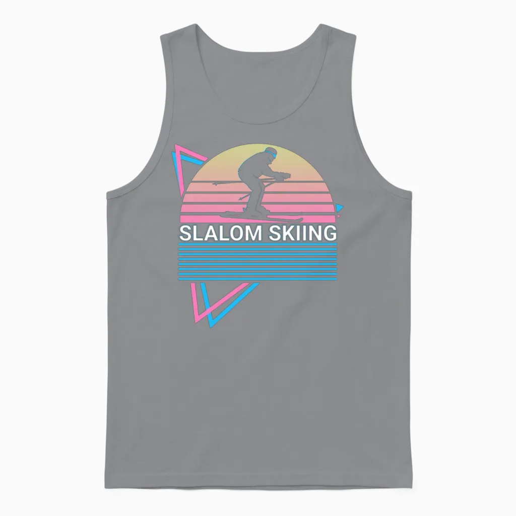 Slalom Skiing Retro Unisex Tank Top in Sport Grey