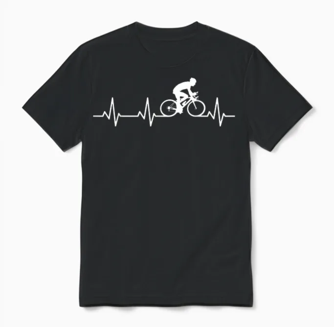 Herzschlag Radfahrer Ekg Fahrrad Herzlinie Unisex T-Shirt in Black