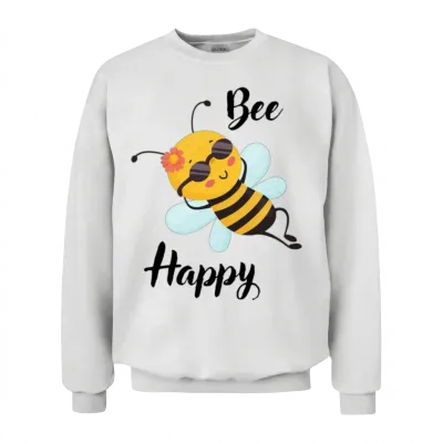 Funny Bee Happy Unisex Sweatshirt - White