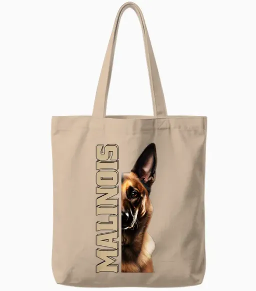 Malinois Dog Owner Love Belgian Malinois T-Shirt, Black, S Tote Bags - Natural