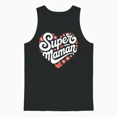 Super Mum Heart Flowers Gift Cute Original Mother Woman T-Shirt, Black, S Unisex Tank Top - Black