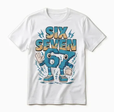 Kids Meme 67 Six Seven 6 7 Italian Brainrot Unisex T-Shirt - White
