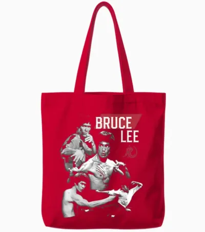 Bruce Lee Kung Fu Martial Arts Legend T-Shirt, Black, S Tote Bags - Red