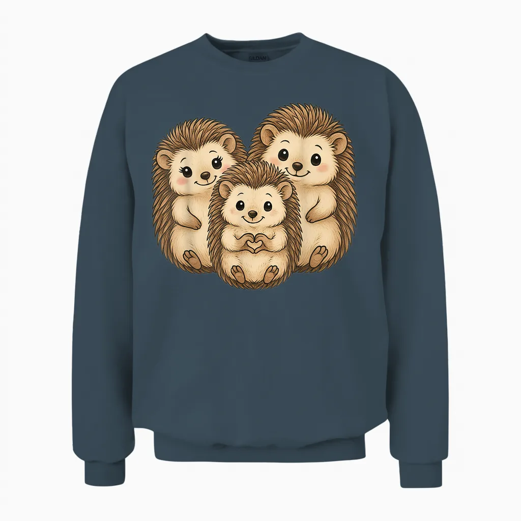 Igel Mit Herz Und Familie | Süßer Igel Mit Mama & Papa Unisex Sweatshirt in Dark Heather
