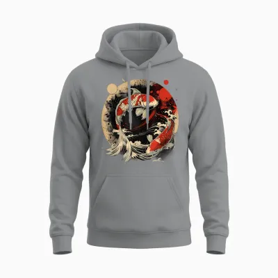 Koi Japanese Pond Lover Japanese Koi Carp Asian Fish Asian Carp Unisex Hoodie - Sport Grey