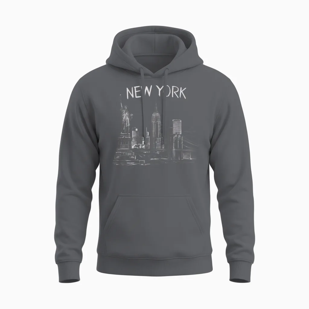 New York Gift Men Women Ny City Holiday Vintage T-Shirt, Black, S Unisex Hoodie in Charcoal