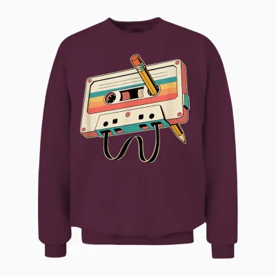Retro Kassette Bleistift 80er 90er Musikliebhaber Vintage Unisex Sweatshirt - Maroon