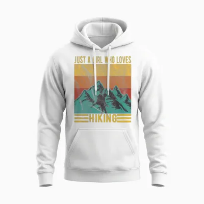 Just a Girl Who Loves Hiking Unisex Hoodie - White