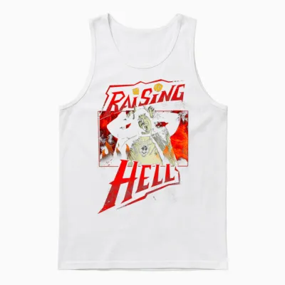 Stranger Things Eddie Munson Raising Hell T-Shirt, Black, S Unisex Tank Top - White