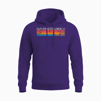 Vintage Retro Huntington Beach Unisex Hoodie - Purple