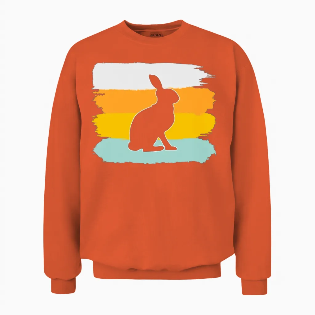 Rabbit Retro Unisex Sweatshirt in Orange