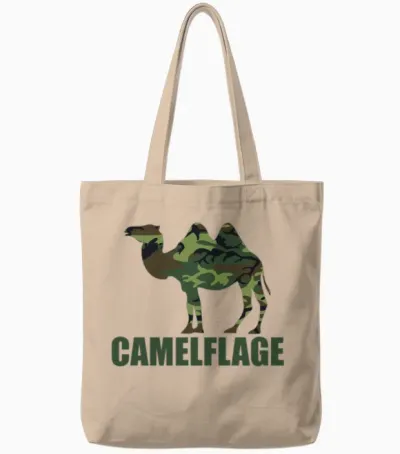 Camouflage Camel Funny Army Military Tote Bags - Natural