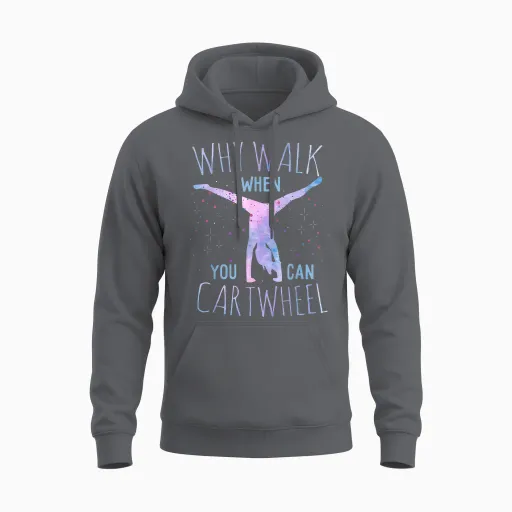 Cartwheel Gymnast Girl T-Shirt: Classic Fit, Tie-Dye, Short Sleeve - Black Unisex Hoodie - Charcoal