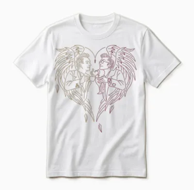 Good Omens - Ein Toast Auf Die Welt (gold Und Rot) Unisex T-Shirt - White