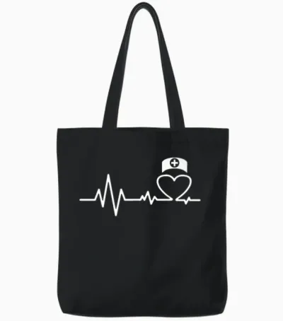 Nurse Heartbeat Tote Bags - Black