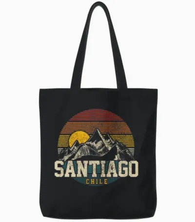 Santiago Chile Mountains Tote Bags - Black