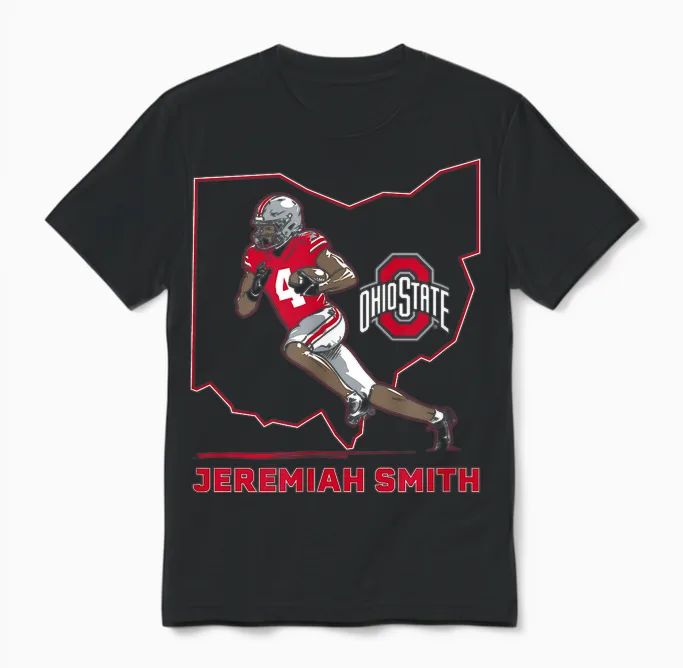 Ohio State Football: Jeremiah Smith State Star Unisex T-Shirt in Black
