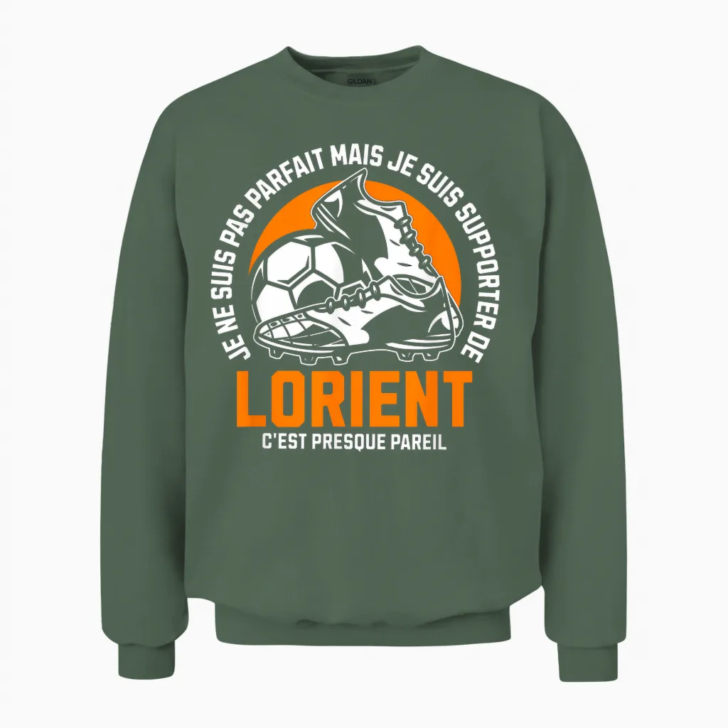 Lorient Foot Supporter - Football - Lorientais Humour T-Shirt, Black, S Unisex Sweatshirt in Military Green