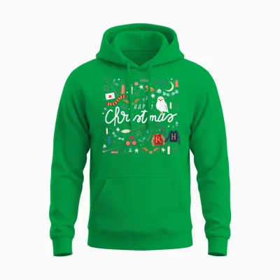 Harry Potter Happy Christmas, Hedwig, Golden Snitch Unisex Hoodie - Irish Green