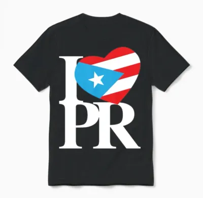 I Love Pr Retro Unisex T-Shirt - Black