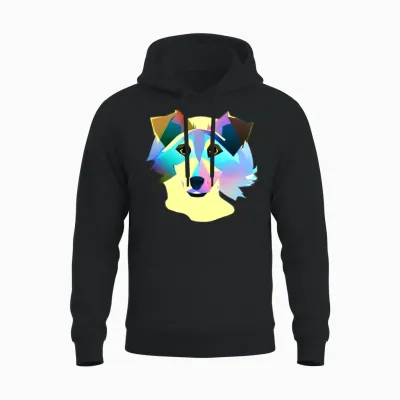 Abstract Collie Dog, Dogs, Pet Lovers Unisex Hoodie - Black