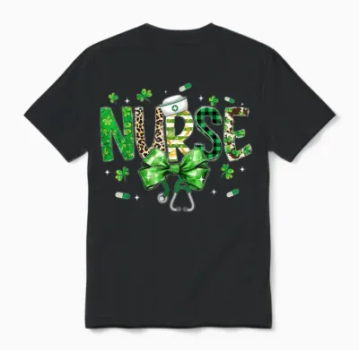 Irish Coquette Nurse Stethoscope Scrub St Patricks Day Nurse Unisex T-Shirt - Black
