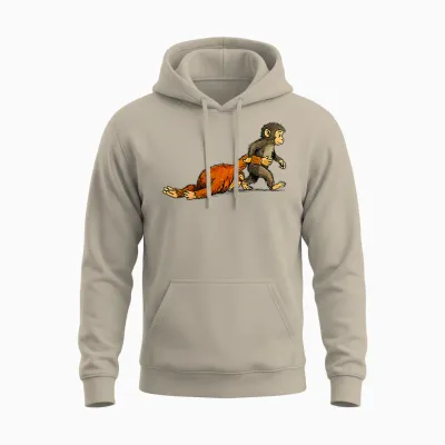 Cute Monkey Punch (2 Side) Unisex Hoodie - Sand