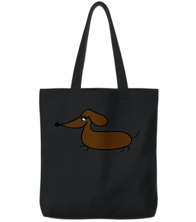 Funny Dachshund Tote Bags - Black