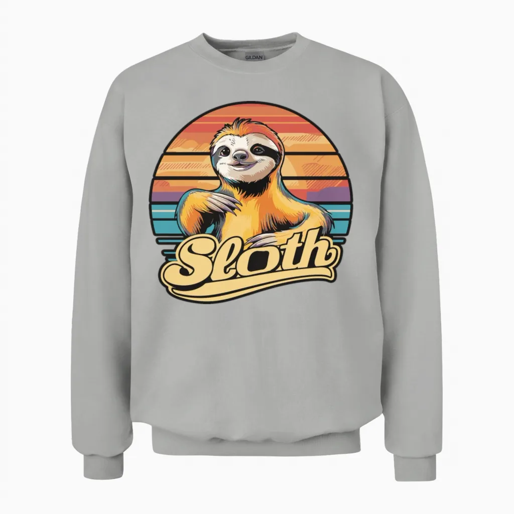 Funny Sloth Retro Vintage Unisex Sweatshirt - Ash