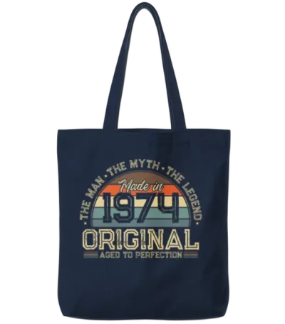Vintage 1974 Retro Tote Bags - Navy