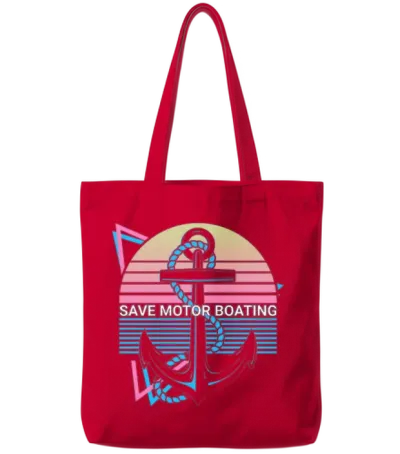 Funny Boating Retro Tote Bags - Red