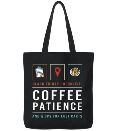 Black Friday Sale Coffee Shopping Squad Tote Bags - Black