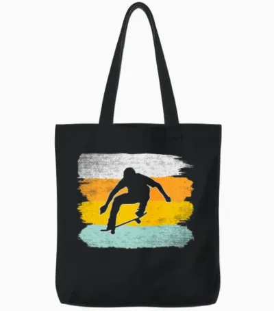 Skating Retro Tote Bags - Black