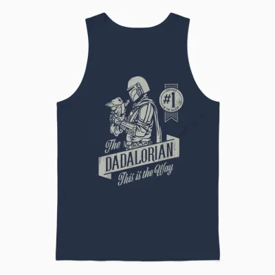 Star Wars the Mandalorian and Grogu Dadalorian Father’s Day Unisex Tank Top - Navy