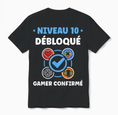 Enfant Gamer Niveau 10 Ans Geek Humour Anniversaire 10 Ans Unisex T-Shirt - Black