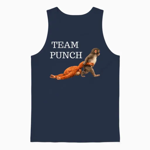 Team Punch Baby Monkey Punch Trend Meme Graphic Unisex Tank Top - Navy