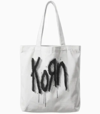 Korn Logo Spray Paint Tote Bags - White
