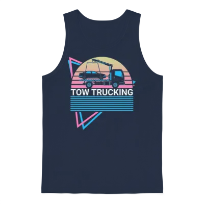 Tow Trucking Tow Truck Retro Unisex Tank Top - Navy