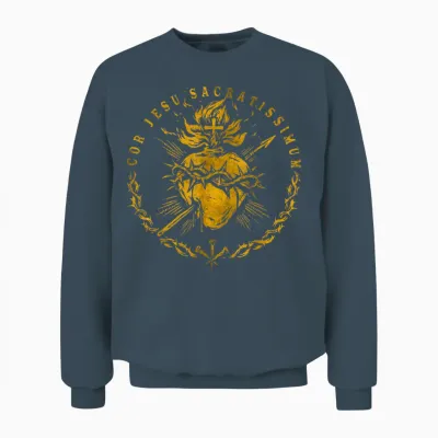 Cor Jesu Sacratissimum, Heiliges Herz Jesus Katholischer Glaube Unisex Sweatshirt - Dark Heather