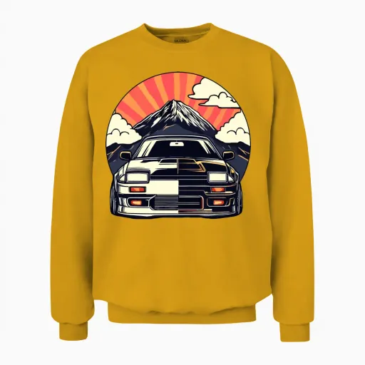 Jdm Car Japanese Retro Car Racing Drifting Legend Unisex Sweatshirt in Gold