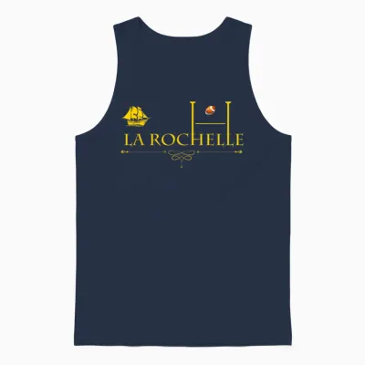 Rugby La Rochelle Rochelais Legend Supporter Player T-Shirt, Black, S Unisex Tank Top - Navy