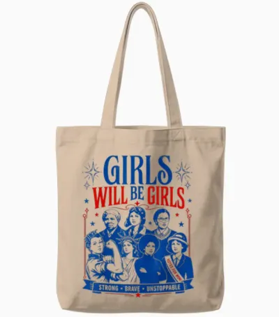 Girls Will Be Girls 4th of July Tote Bags - Natural