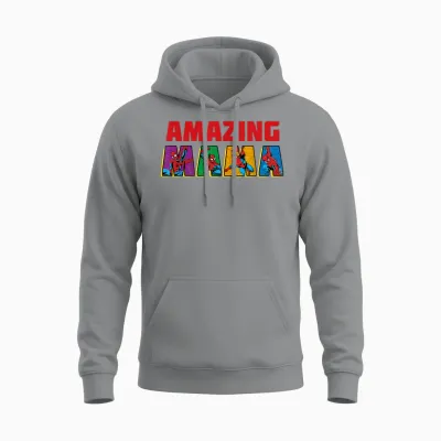 Marvel Spider-Man Amazing Mama Mom Birthday Mother’s Day Unisex Hoodie - Sport Grey