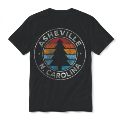 Asheville North Carolina Nc 70s Unisex T-Shirt - Black