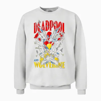 Marvel Deadpool & Wolverine Iconic Buds Retro Big Unisex Sweatshirt - White
