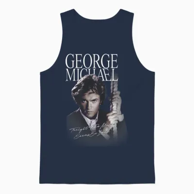 Retro Icon George Michael T-Shirt, Black, S Unisex Tank Top - Navy